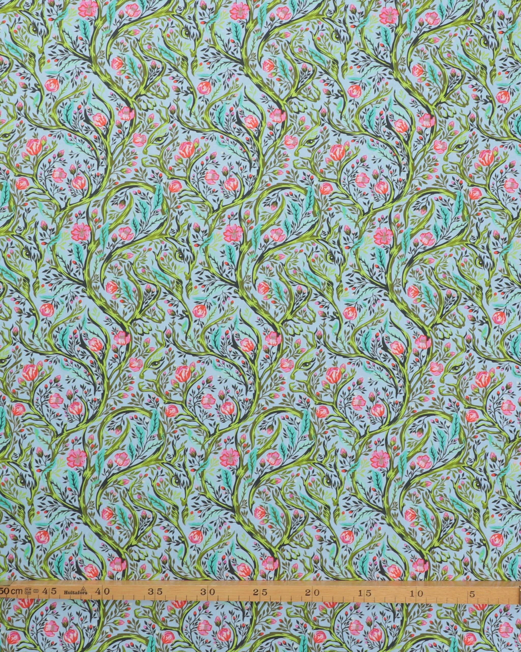 Full moon forest II, Branch Manager, lysegrå bund - Tula Pink 4 Full moon forest II, Branch Manager, lysegrå bund - Tula Pink - Billede 2