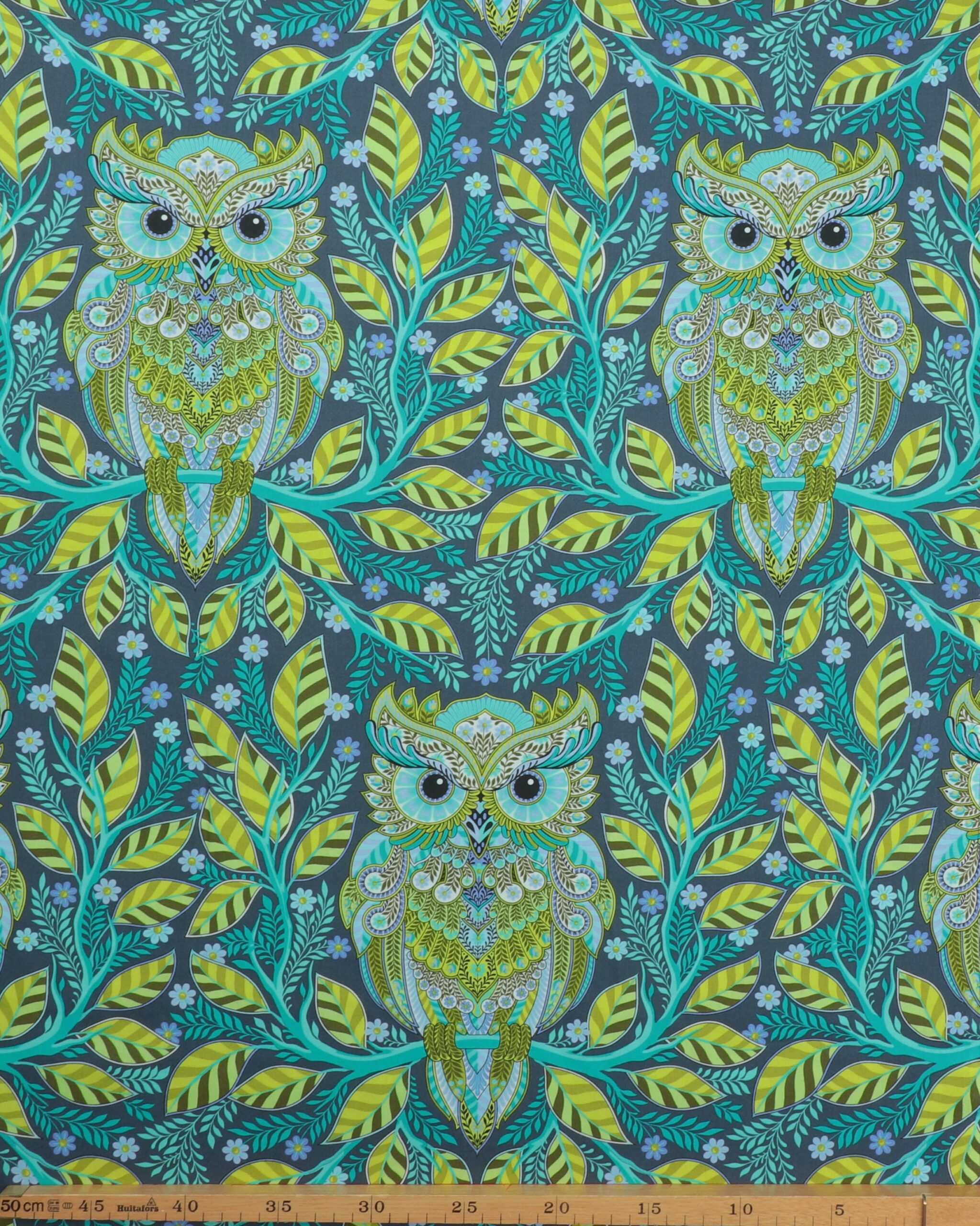 Full moon forest II, Hootie Patootie, grå bund - Tula Pink 4 Full moon forest II, Hootie Patootie, grå bund - Tula Pink - Billede 2