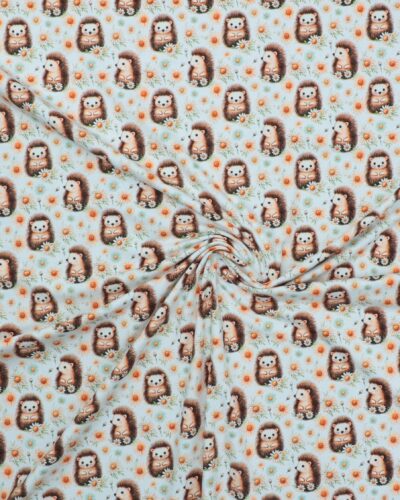 Pindsvin og blomster på offwhite bund - Jersey