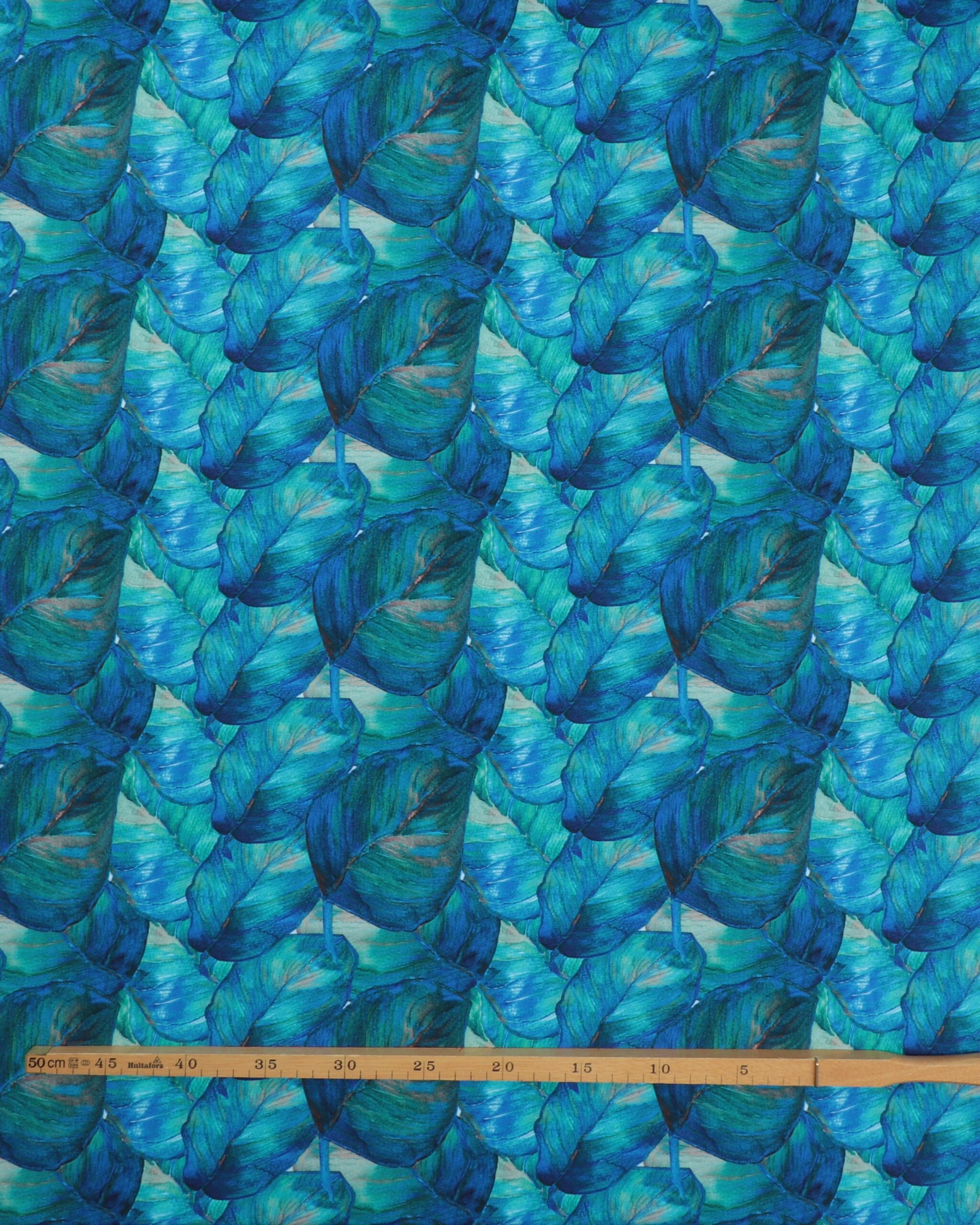 Blå/blågrønne blade - Jersey 4 Blå/blågrønne blade - Jersey - Billede 2