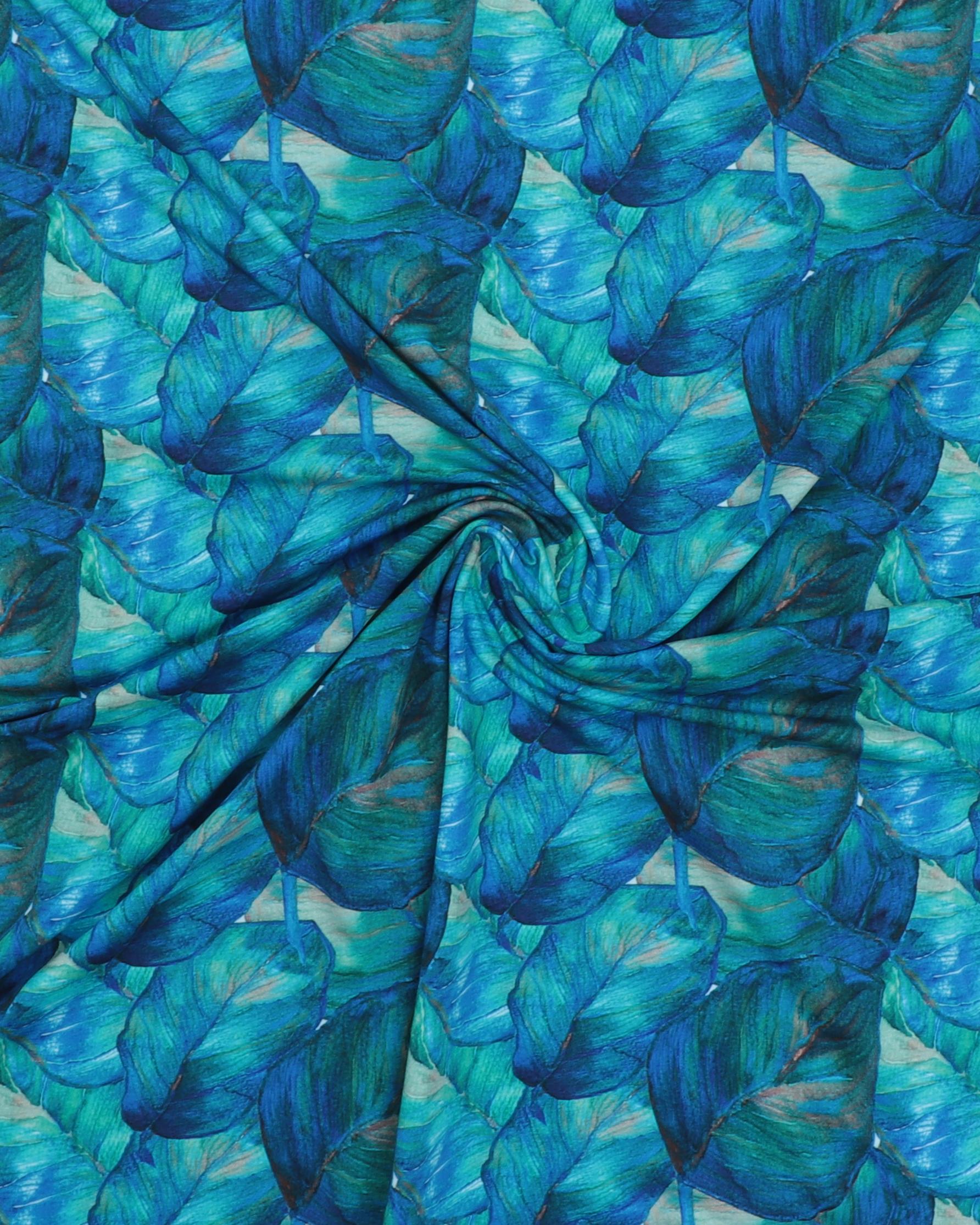 Blå/blågrønne blade - Jersey 5 Blå/blågrønne blade - Jersey - Billede 3