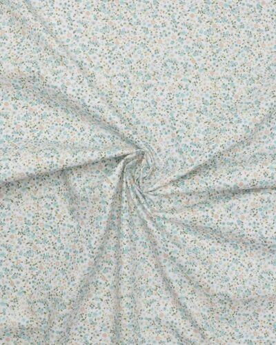 Småblomstret m. mintgrøn på hvid bund - Bomuld 7 Småblomstret m. mintgrøn på hvid bund - Bomuld