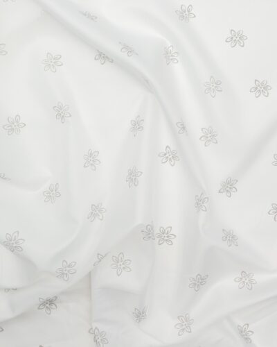 Offwhite med grå blomst - Bade/bruseforhæng