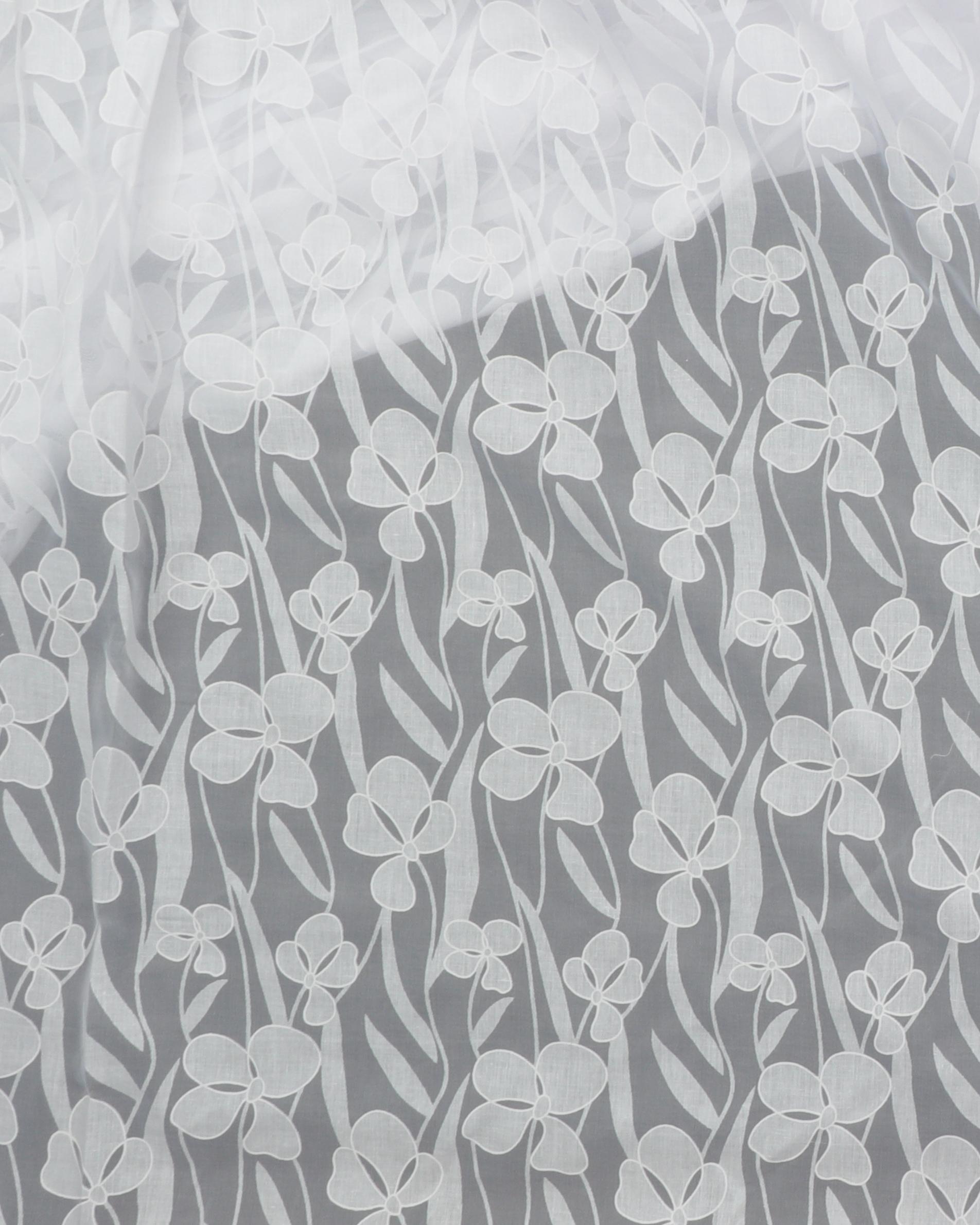 Hvid med blomstermønster - Let gardinstof 3 Hvid med blomstermønster - Let gardinstof