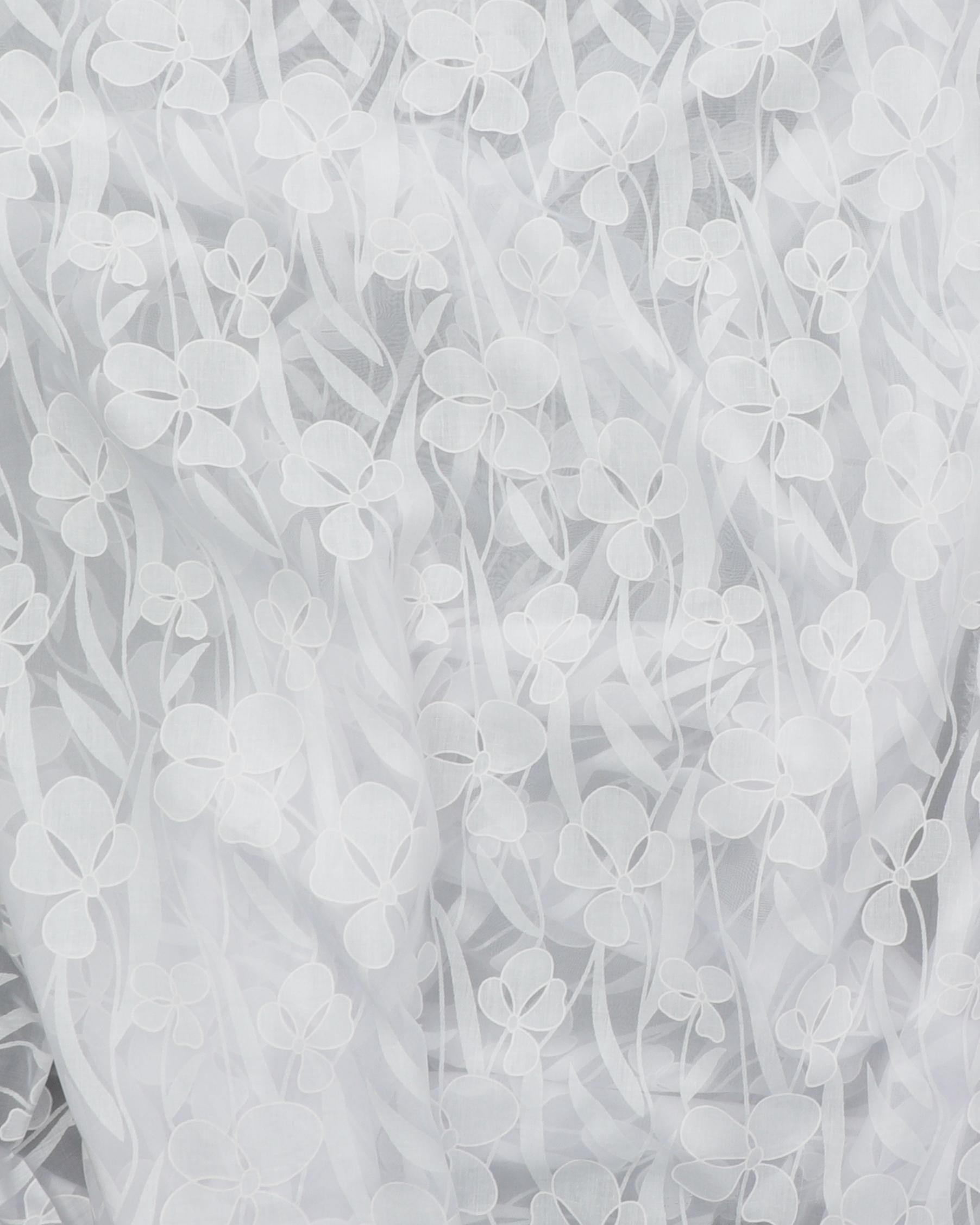 Hvid med blomstermønster - Let gardinstof 5 Hvid med blomstermønster - Let gardinstof - Billede 3