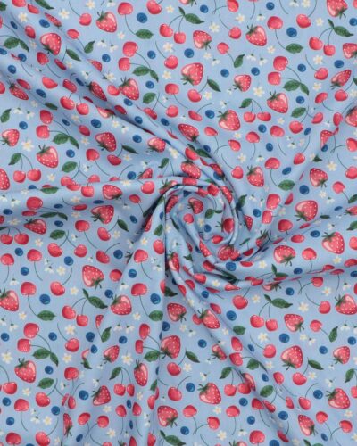 Jordbær, blåbær og kirsebær - Bomuld