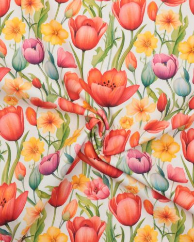 Tulipaner på offwhite bund - Boligtekstil