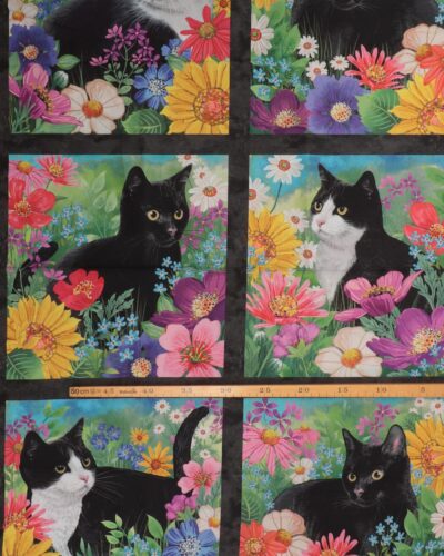 Hide and seek, 6 motiver m. katte - Patchwork panel 7 Hide and seek, 6 motiver m. katte - Patchwork panel