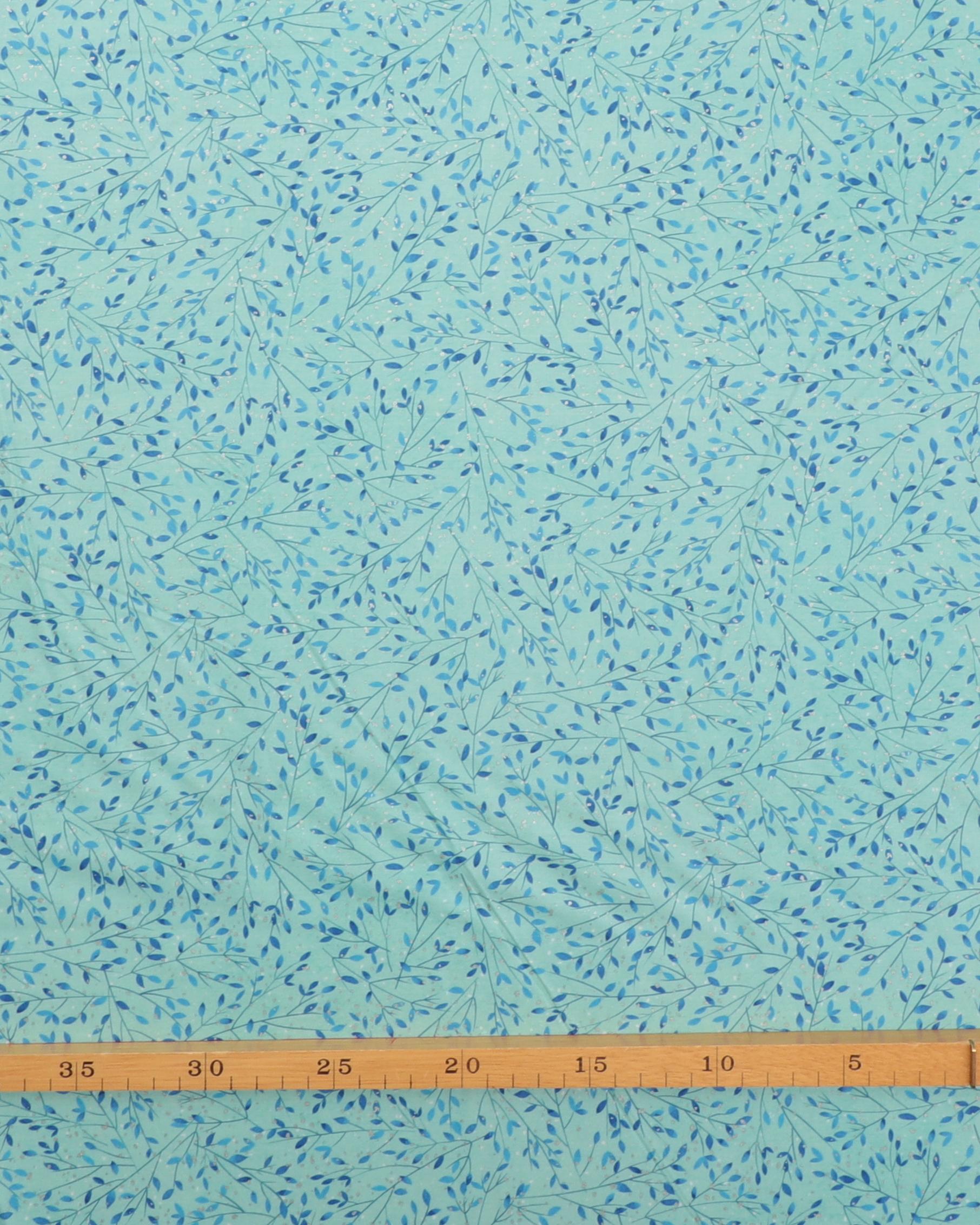 Lyseblå m. blåt grenmønster - Patchwork 4 Lyseblå m. blåt grenmønster - Patchwork - Billede 2