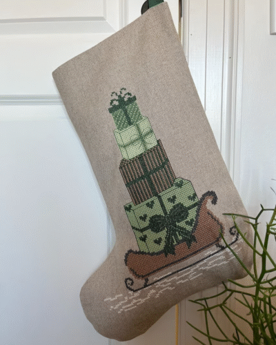 Stocking with green gifts - ca. 52x37 cm