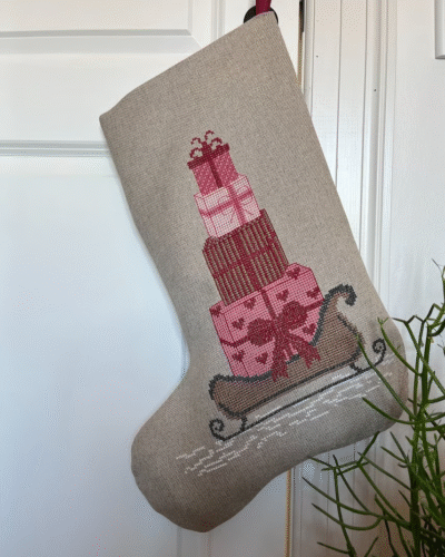Stocking with red gifts - ca. 52x37 cm