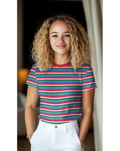 Striber guld/blå/rød/lyserød/mørkeblå/grøn - Rib-jersey 9 Striber guld/blå/rød/lyserød/mørkeblå/grøn - Rib-jersey