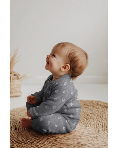 Anker på støvet denimblå - Double Gauze/musselin stof 9 Anker på støvet denimblå - Double Gauze/musselin stof