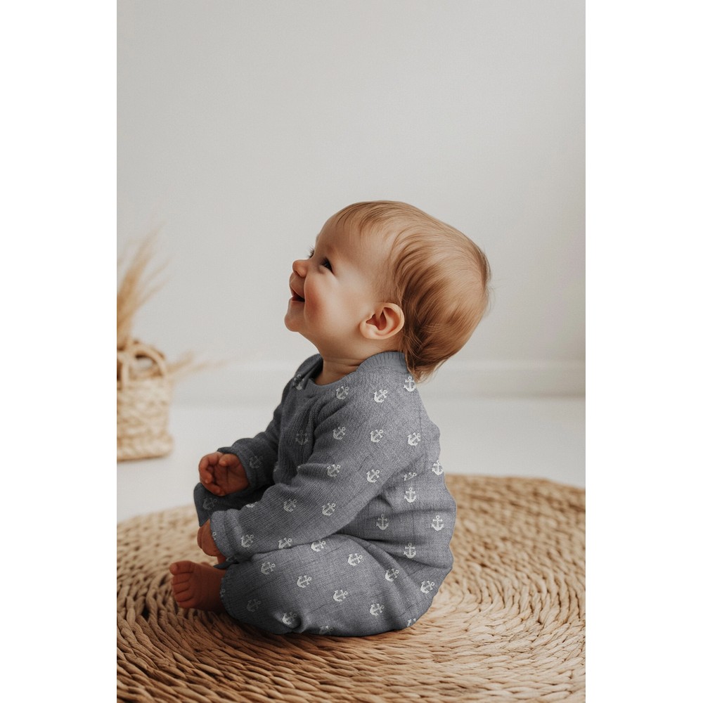 Anker på støvet denimblå - Double Gauze/musselin stof 6 Anker på støvet denimblå - Double Gauze/musselin stof - Billede 4