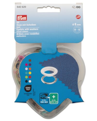 Prym snøreringe u. værktøj, 6x11 farver - ø 8 mm