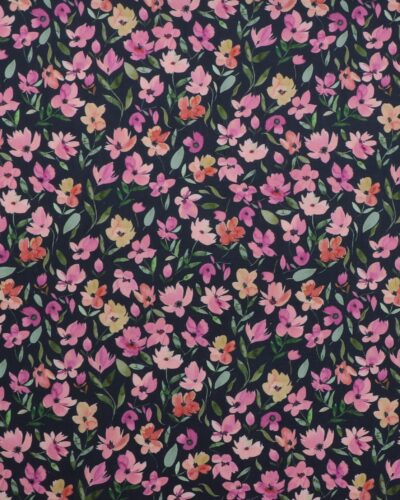 Støvet sort med blomster - Babyfløjl