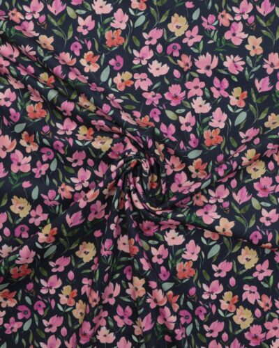 Støvet blå med blomster - Babyfløjl