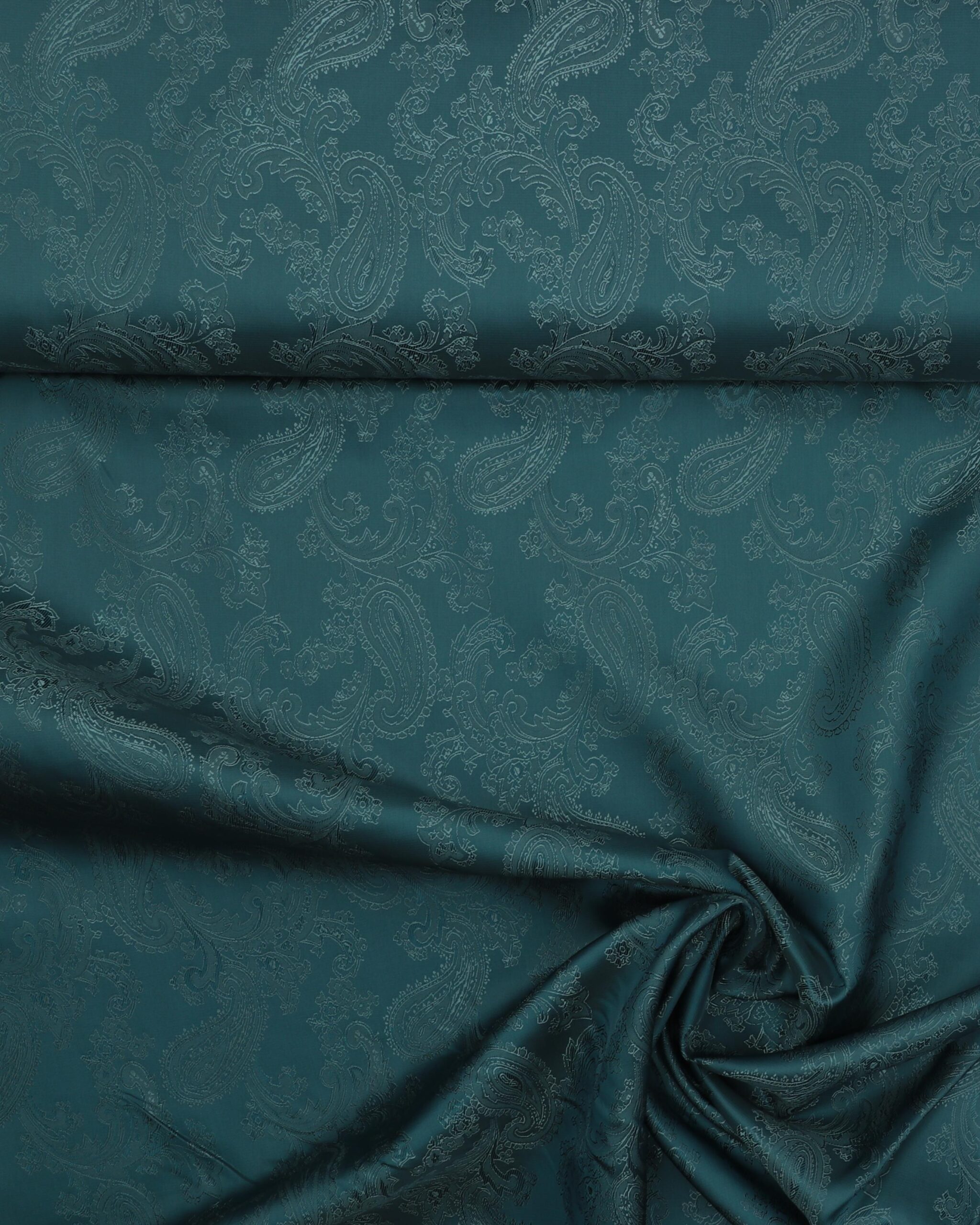 Foérstof med sjalsmønster i flere farver - petroleumsgrøn - 45% Viskose, 55% Polyester