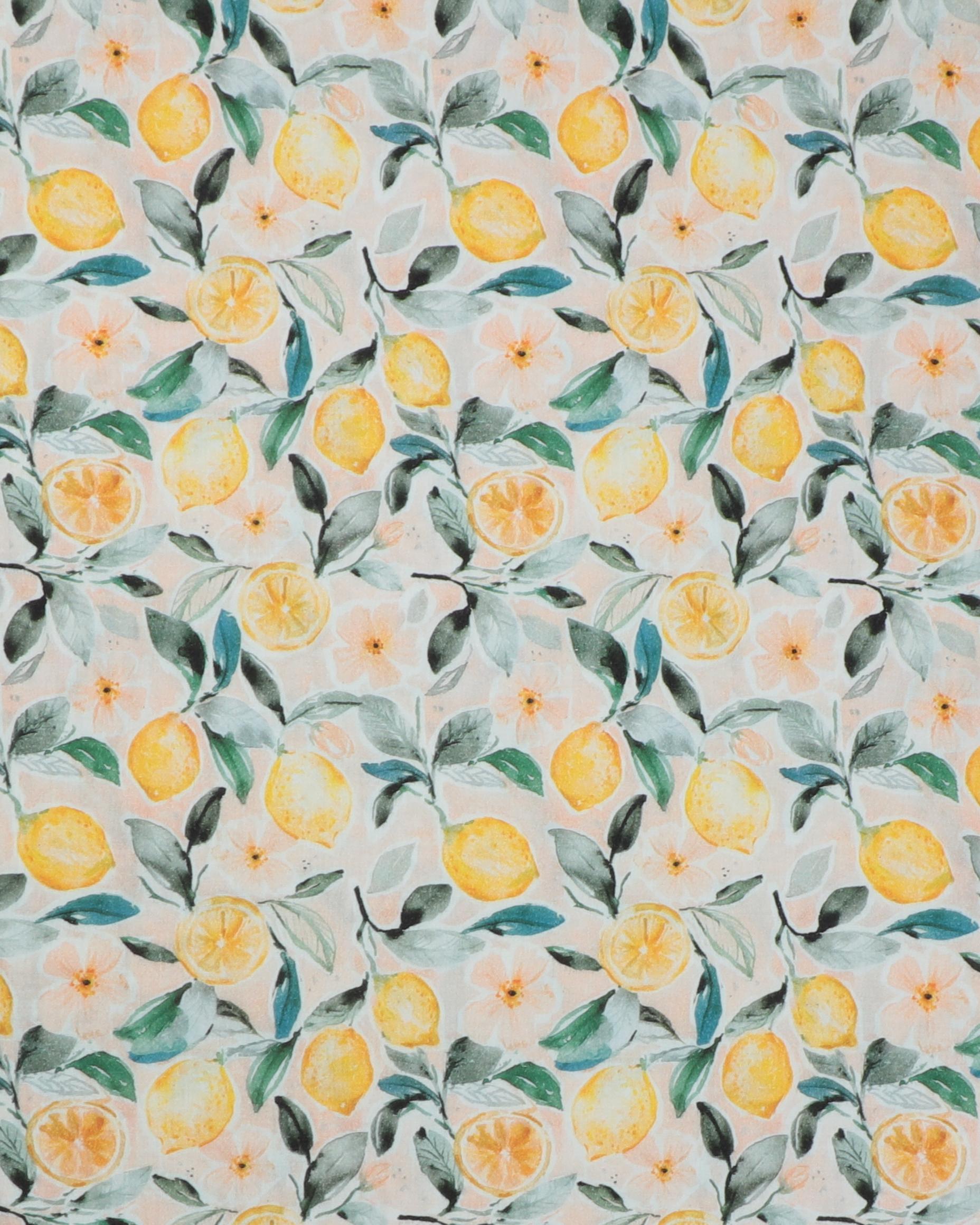Citroner på stilk - Double Gauze/musselin stof - 100% Bomuld