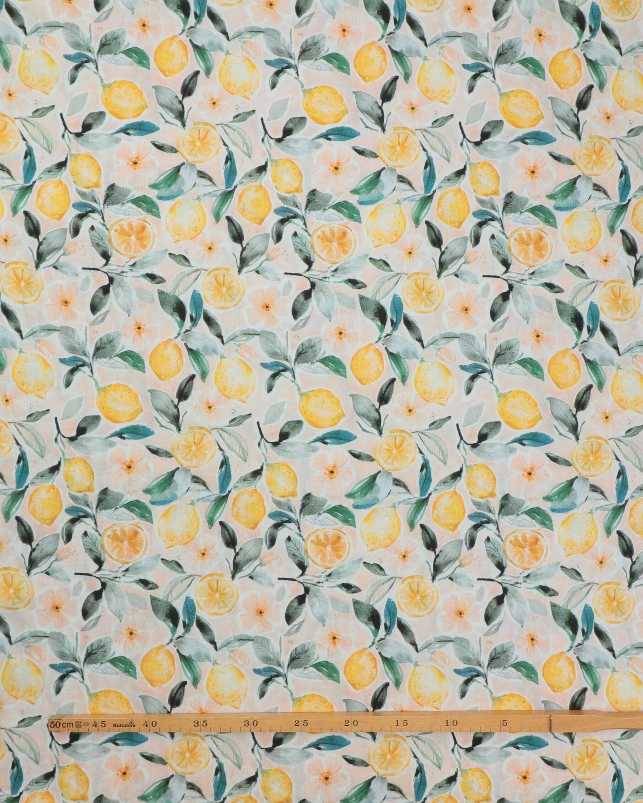 Citroner på stilk - Double Gauze/musselin stof 4 Citroner på stilk - Double Gauze/musselin stof - Billede 2