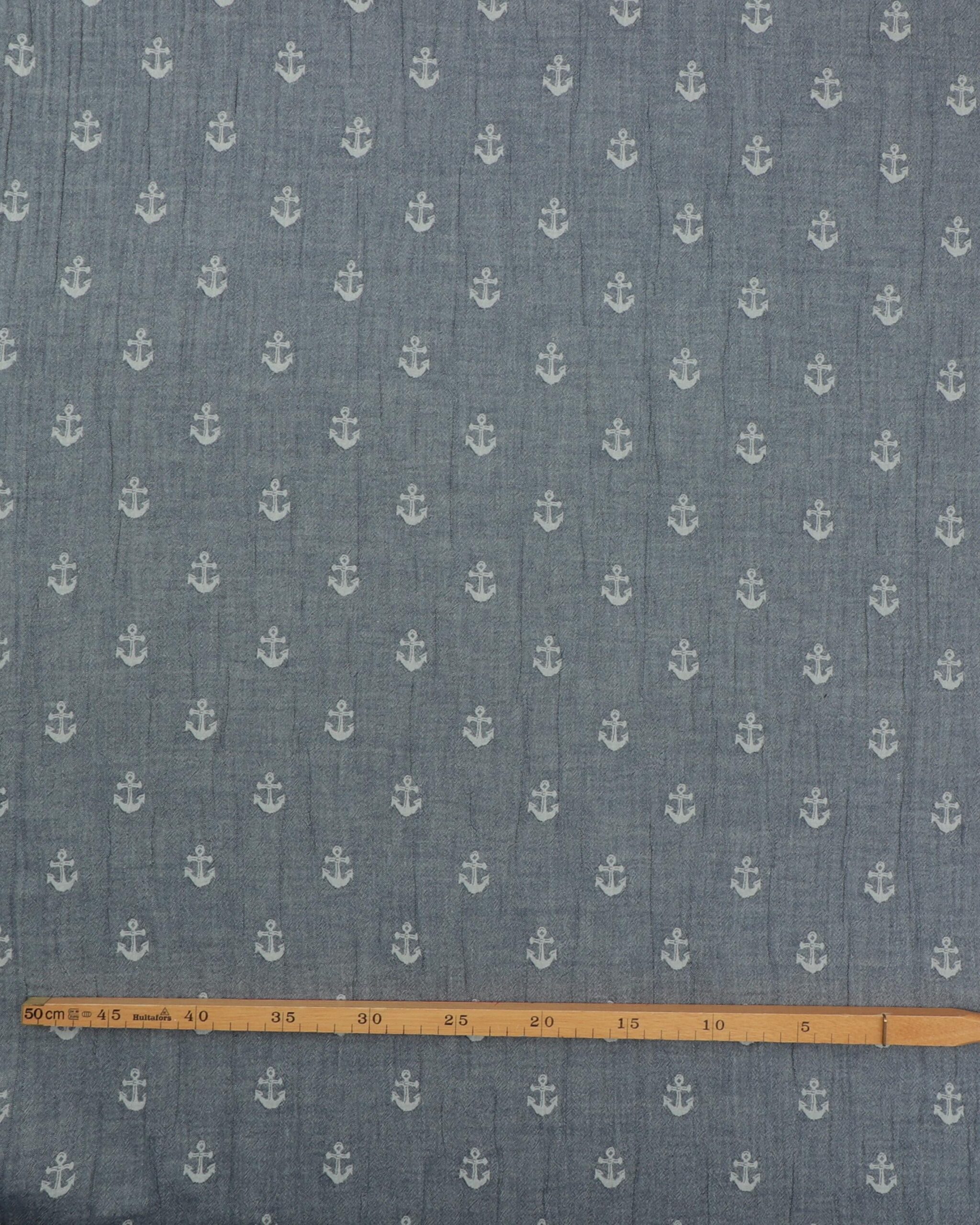 Anker på støvet denimblå - Double Gauze/musselin stof 4 Anker på støvet denimblå - Double Gauze/musselin stof - Billede 2