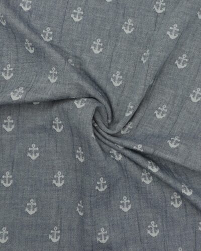 Anker på støvet denimblå - Double Gauze/musselin stof 8 Anker på støvet denimblå - Double Gauze/musselin stof
