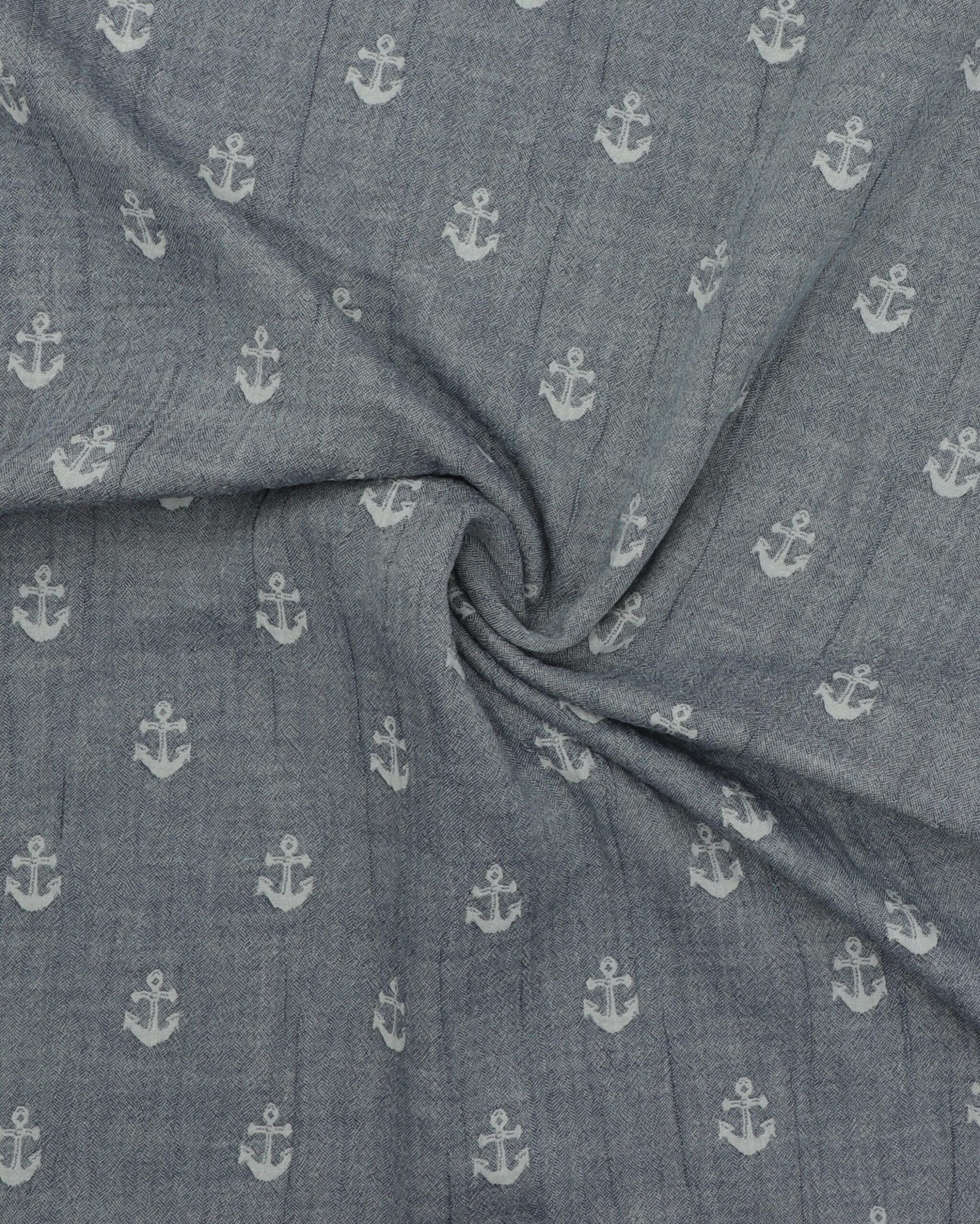 Anker på støvet denimblå - Double Gauze/musselin stof 5 Anker på støvet denimblå - Double Gauze/musselin stof - Billede 3