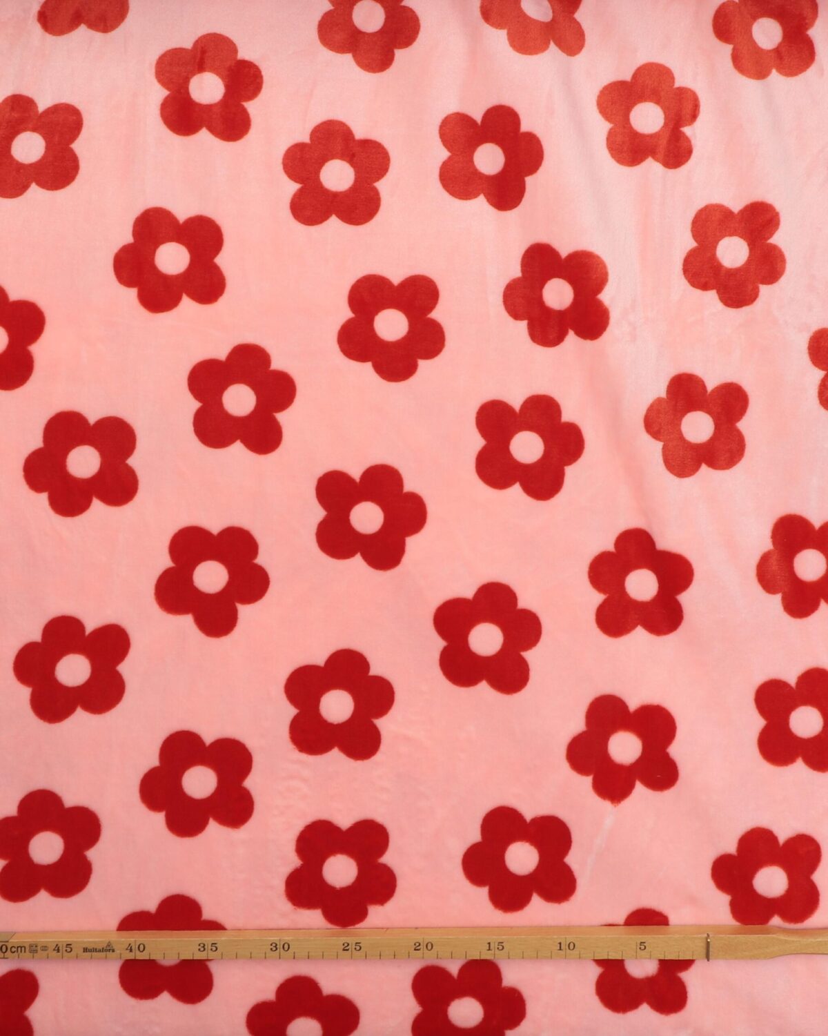 Lyserød m. rød blomst - Microfleece - Billede 2