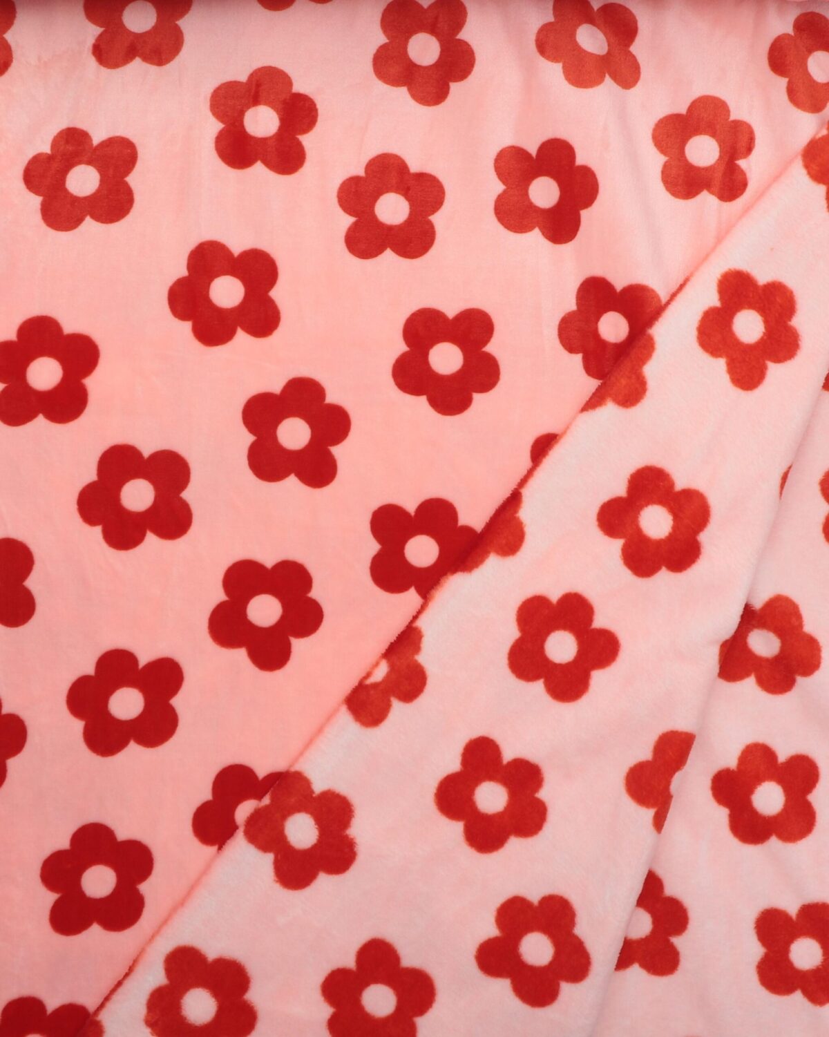Lyserød m. rød blomst - Microfleece - Billede 3