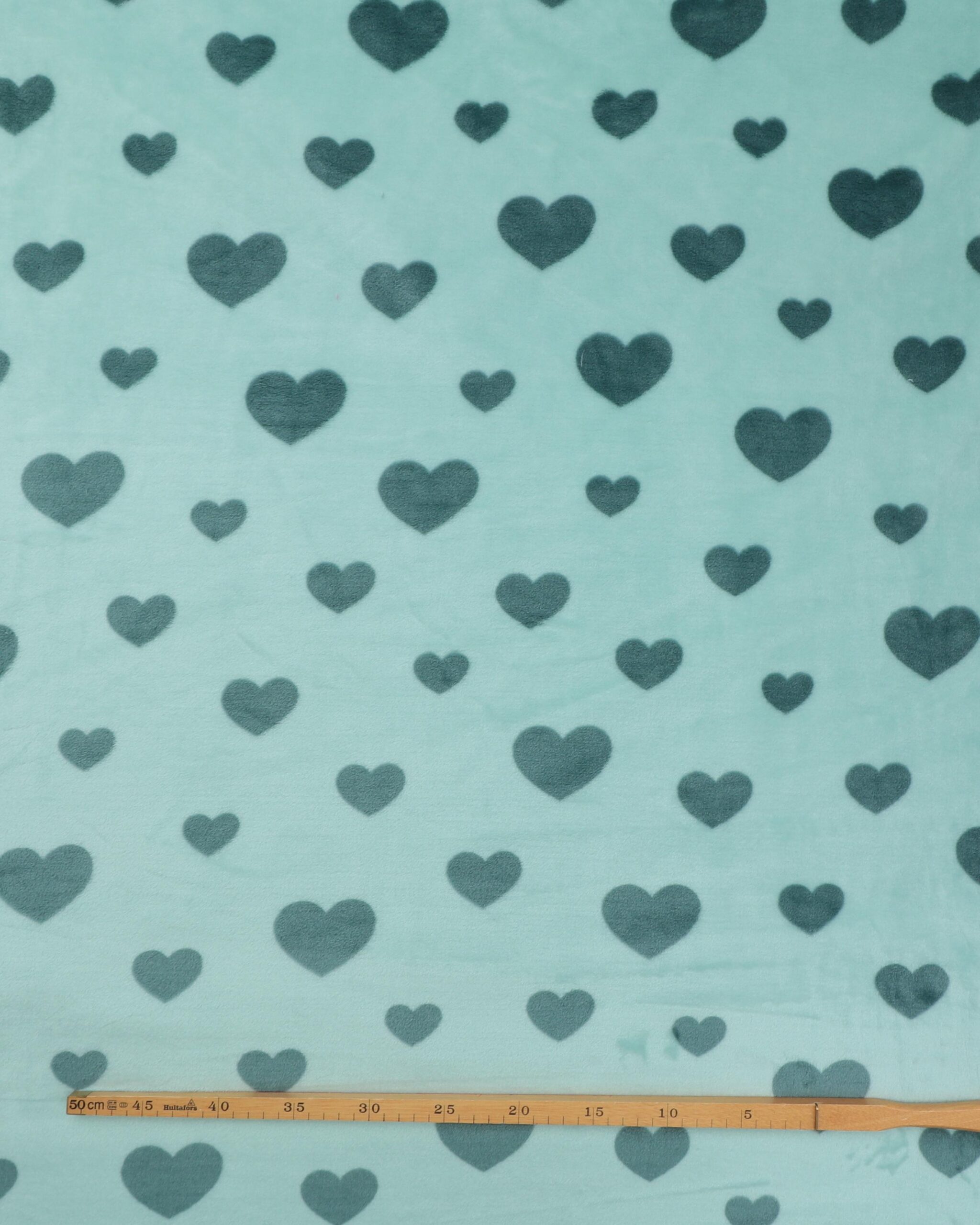 Lysegrøn med grønne hjerter - Microfleece 4 Lysegrøn med grønne hjerter - Microfleece - Billede 2