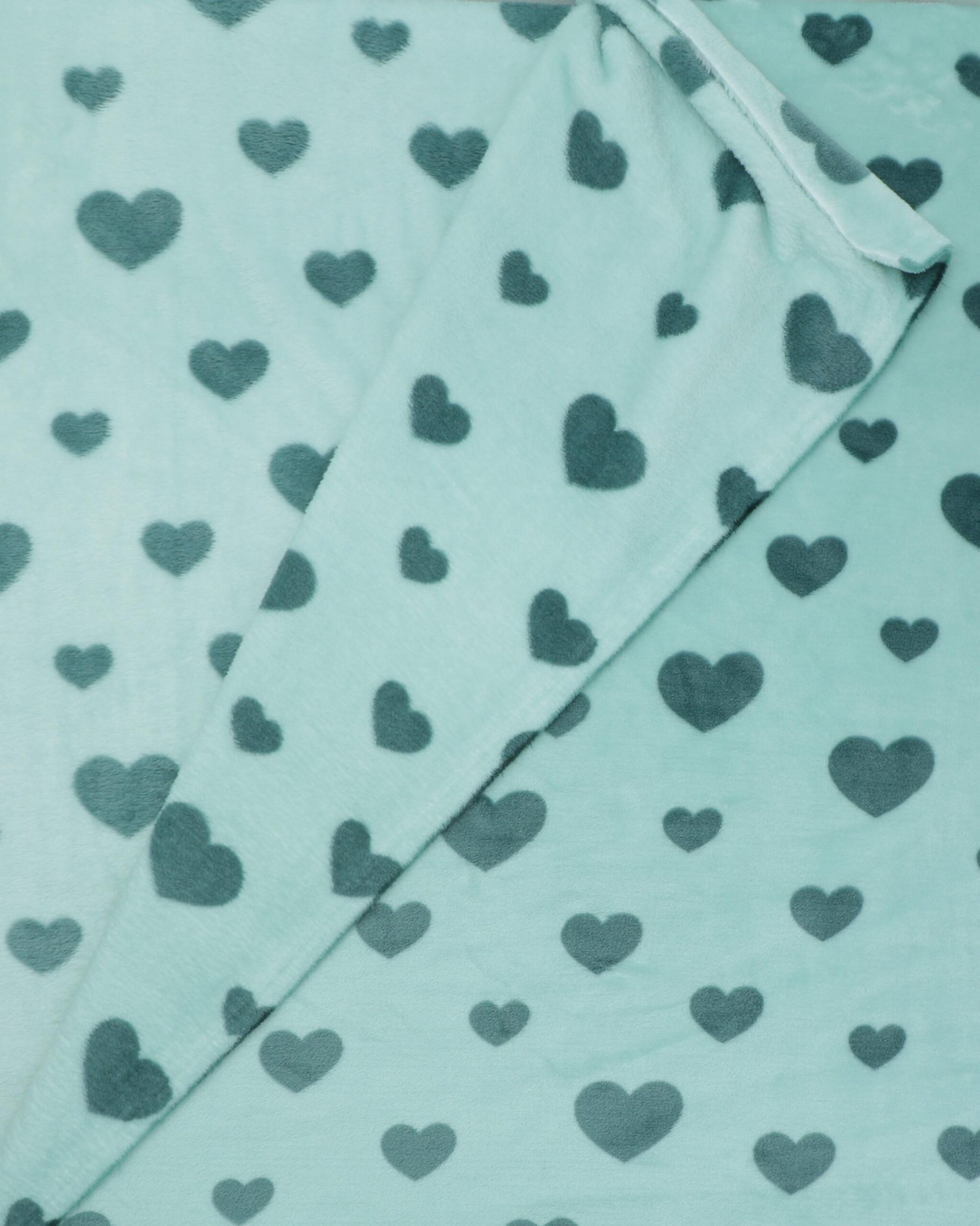 Lysegrøn med grønne hjerter - Microfleece 5 Lysegrøn med grønne hjerter - Microfleece - Billede 3