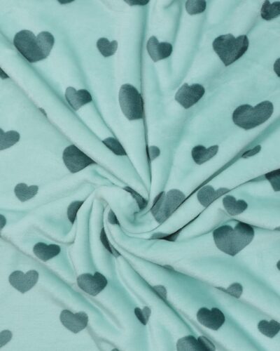 Lysegrøn med grønne hjerter - Microfleece 9 Lysegrøn med grønne hjerter - Microfleece