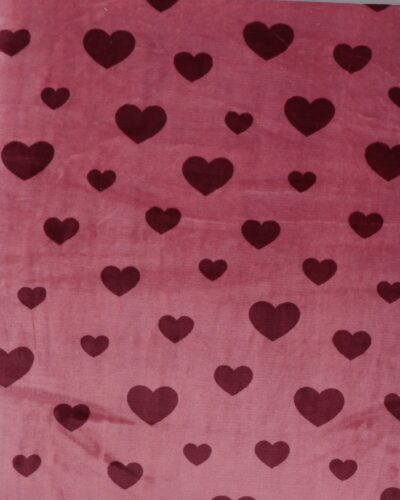 Gammelrose med bordeaux hjerter - Microfleece
