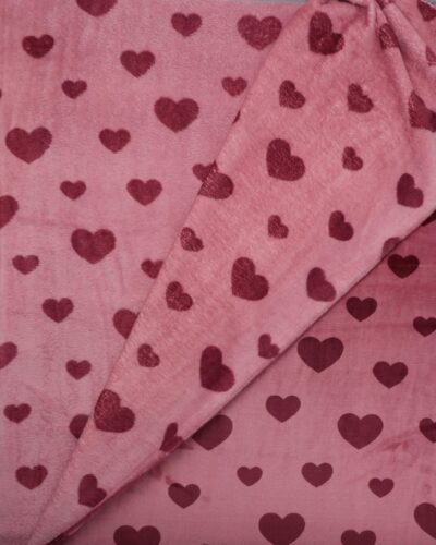 Gammelrose med bordeaux hjerter - Microfleece