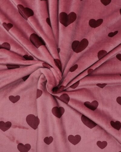 Gammelrose med bordeaux hjerter - Microfleece