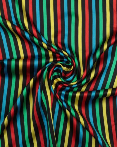 Striber, sort/blå/rød/gul/grøn - Satin
