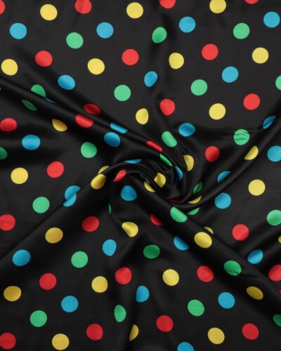 Store prikker på sort bund - Satin