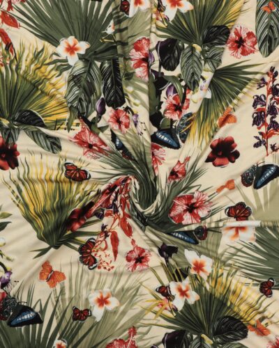 Blomster, blade og sommerfugle - Viskose jersey
