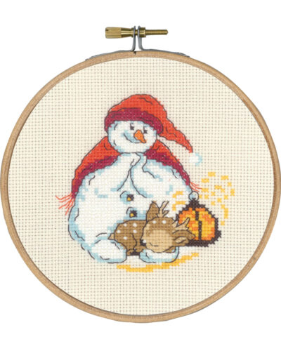 Snemand og råkid - Juleophæng ø15 cm