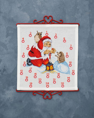 Pindsvin og julemand - Julekalender  35x38 cm