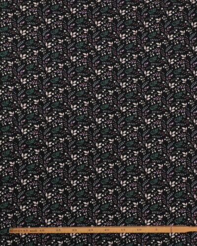 Alternative view of Småblomstret på sort - French Terry