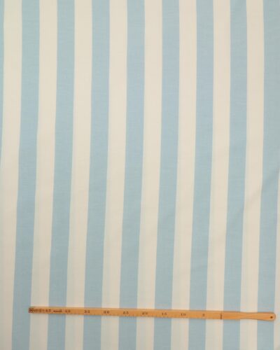 Alternative view of Striber offwhite/lyseblå. 280 cm høj - Gardinstof