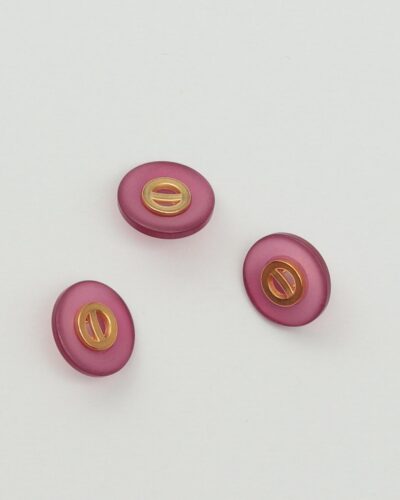 Øjeknap, rødlilla m. guld - 16 mm