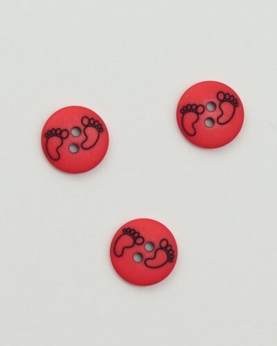 2 huls, rød med fødder - 15 mm