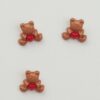 Øjeknap, brun bamse m. rødt hjerte - ca. 15x15 mm