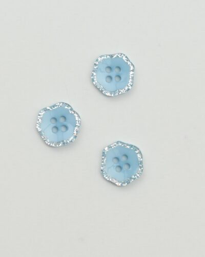 4 huls, blå m. sølvglimmerkant - 15 mm