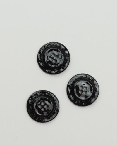 4 huls, glaseret sort m. mønster - 28 mm