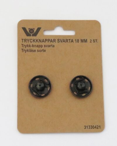 Sorte trykknapper, 2 stk 18 mm