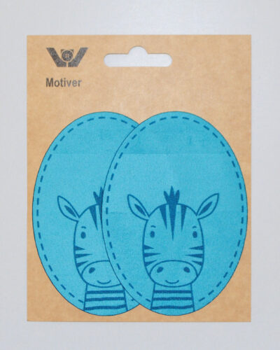 Imiteret ruskind, strygelap - Lys turkis m. zebra