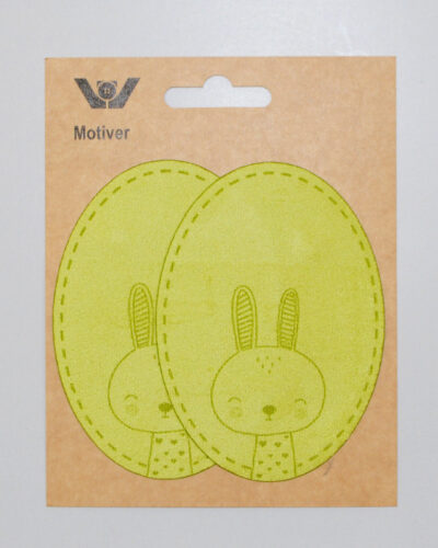 Imiteret ruskind, strygelap - Lysegrøn m. kanin